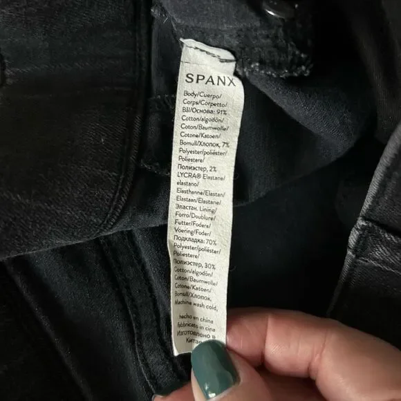 SPANX Straight Leg Jeans Vintage Black Stretch Shaping High Rise Pull On Size XL - Picture 5 of 5